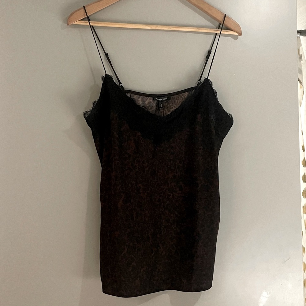 NWT Burgandy & Black, Lace Trimmed Camisole | Dynamite | Size M